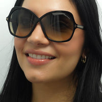 Tom Ford Sunglasses Rosemin FT1013 01B Shiny Black Smoke Gradient