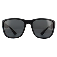 Prada Sport Sunglasses Mens PS01US DG05S0 - Rectangle Black Rubber Frame - Grey Lens