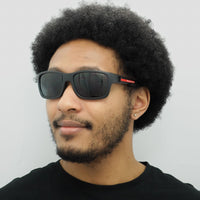 Prada Sport Sunglasses PS01WS DG002G Black Rubber Dark Grey Polarized