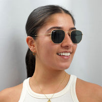 Ray-Ban Sunglasses Hexagonal RB3548N 001/58 Gold G-15 Green Polarized