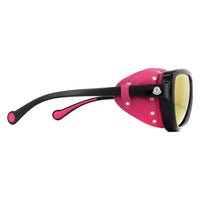 Moncler Sunglasses ML0089 01Z Shiny Black with Pink Leather Blue with Pink Mirror