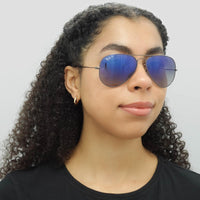 Ray-Ban Sunglasses Aviator 3025 Gunmetal Polarized Blue Gradient Grey 004/78 58mm