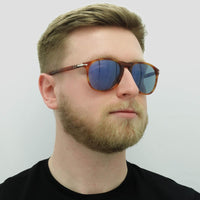 Persol Sunglasses 9649 96/56 Terria di Siena Tortoise Blue