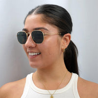 Ray-Ban Sunglasses Hexagonal RB3548N 001/58 Gold G-15 Green Polarized