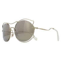 Miu Miu Sunglasses MU50SS ZVN1C0 Pale Gold Light Brown Mirror Gold