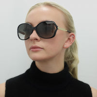 Gucci Sunglasses 0076S 002 Black Gold Grey Gradient