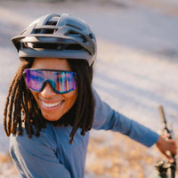 Smith Sunglasses Wildcat 003 G0 Matte Black ChromaPop Low Light Rose Blue Mirror