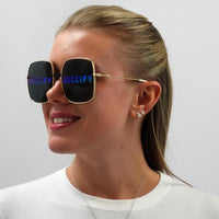 Gucci Sunglasses GG0414S 002 Gold Grey with Multicolour Guccify Mirror