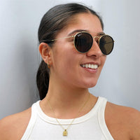 Ray-Ban Sunglasses Round Double Bridge 3647N 001/57 Gold Brown B-15 Polarized