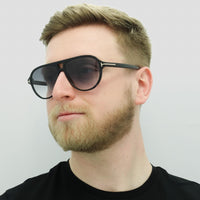 Tom Ford Sunglasses FT0932 Jeffrey 01B Shiny Black Smoke Gradient