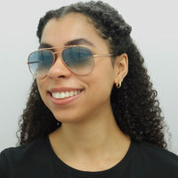 Ray-Ban Sunglasses RB3625 New Aviator 92023F Polished Rose Gold Blue Gradient