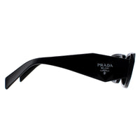 Prada Symbole Sunglasses - Women Luxury Rectangle PR17WS 1AB5S0 - Black Frame - Dark Grey Lens