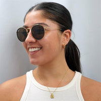 Ray-Ban Sunglasses Round Double Bridge 3647N 001/57 Gold Brown B-15 Polarized