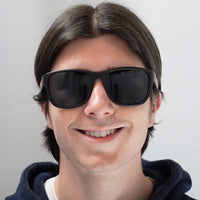 Prada Sport Sunglasses Mens PS01US DG05S0 - Rectangle Black Rubber Frame - Grey Lens