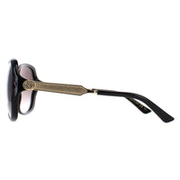 Gucci Sunglasses 0076S 002 Black Gold Grey Gradient