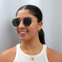 Ray-Ban Sunglasses Round Flat Lenses 3447N 001 Arista G-15 Green