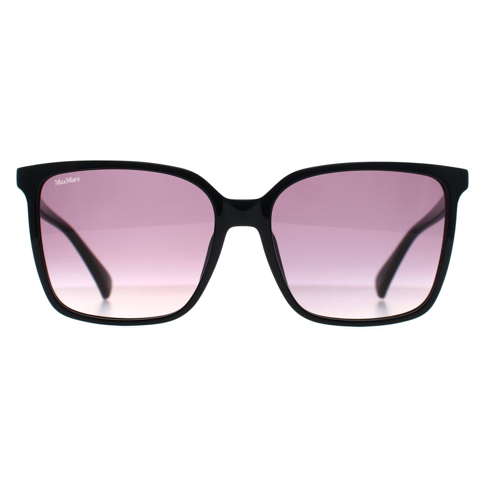 Max Mara Sunglasses MM0046 Emme11 01B Shiny Black Smoke Grey 
