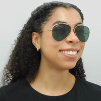 Ray-Ban Sunglasses RB0101S Aviator Reverse 001/VR Gold Green