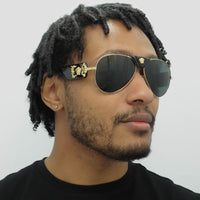 Versace Sunglasses 2150Q 100287 Gold Dark Grey