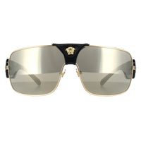 Versace Sunglasses VE2207Q 1002/5 Shiny Black with Gold Brown Grey with Gold Mirror