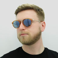 Persol Sunglasses PO3166S 960/56 Striped Brown Light Blue