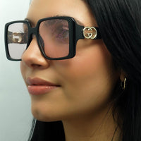 Gucci Sunglasses GG1692S 006 Black with Gold Dusky Pink w Logo Mirror Photochromic