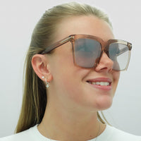 Tom Ford Sunglasses Sabrina 02 FT0764 57G Shiny Transparent Beige Brown Mirror
