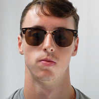Ray-Ban Sunglasses Clubmaster 3016 W3387 Black Brown B-15 49mm