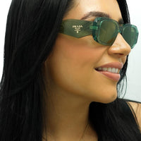Prada Sunglasses PR17WS 11R10E Transparent Sage Green Mirror Internal Silver