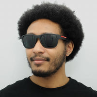 Prada Sport Sunglasses PS01US DG009R Black Rubber Blue