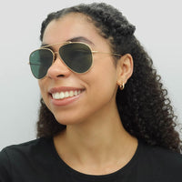 Ray-Ban Sunglasses RB0101S Aviator Reverse 001/VR Gold Green