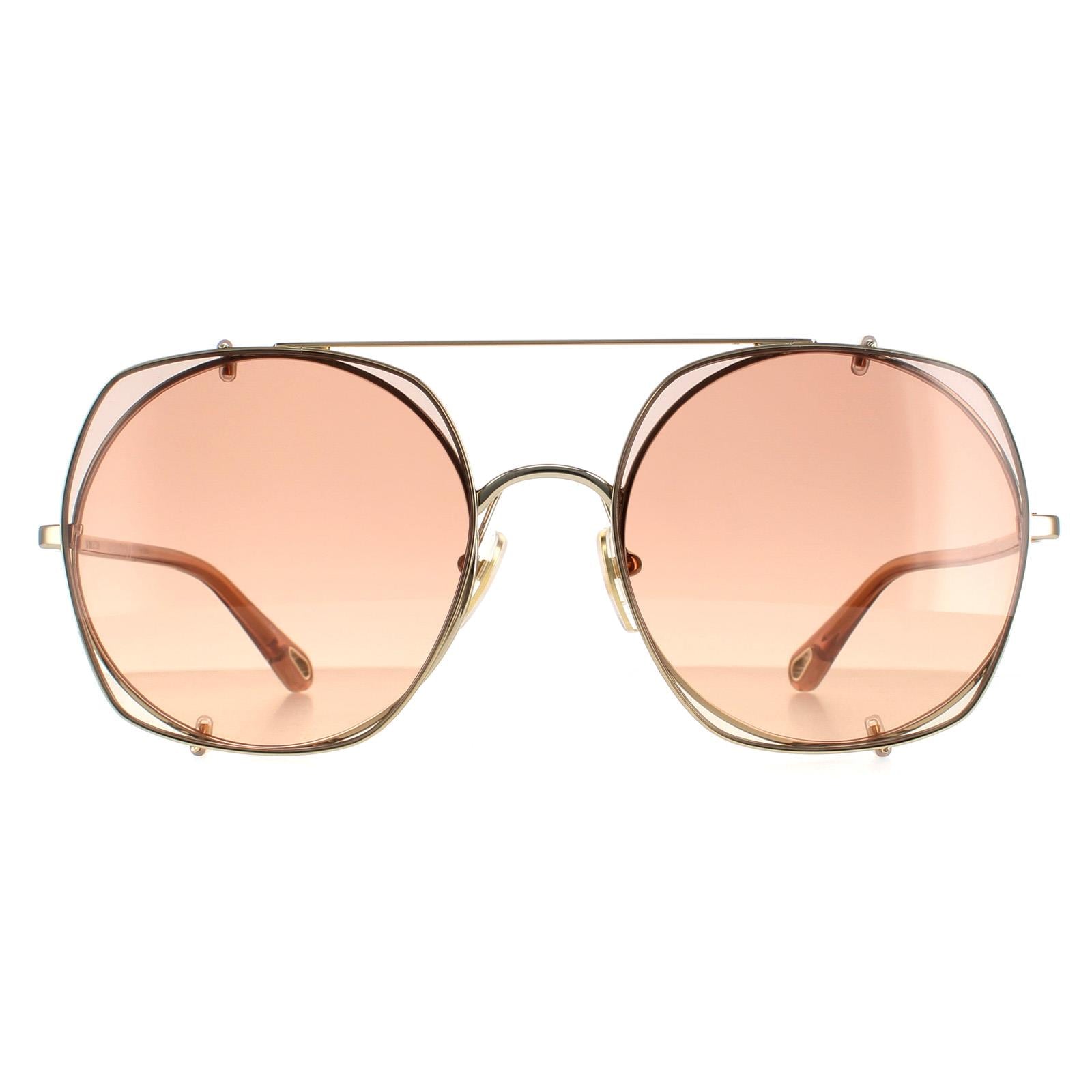 Chloe Sunglasses CH0042S 004 Gold Brown Gradient 