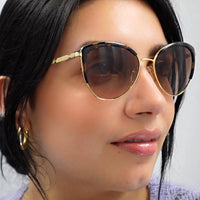 Michael Kors Sunglasses Biscayne MK1046 110011 Light Gold Black Dark Grey Gradient