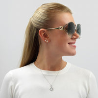 Gucci Sunglasses GG0225S 003 Gold Green Gradient