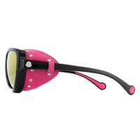 Moncler Sunglasses ML0089 01Z Shiny Black with Pink Leather Blue with Pink Mirror