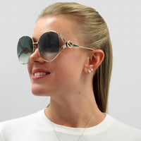 Gucci Sunglasses GG0225S 003 Gold Green Gradient