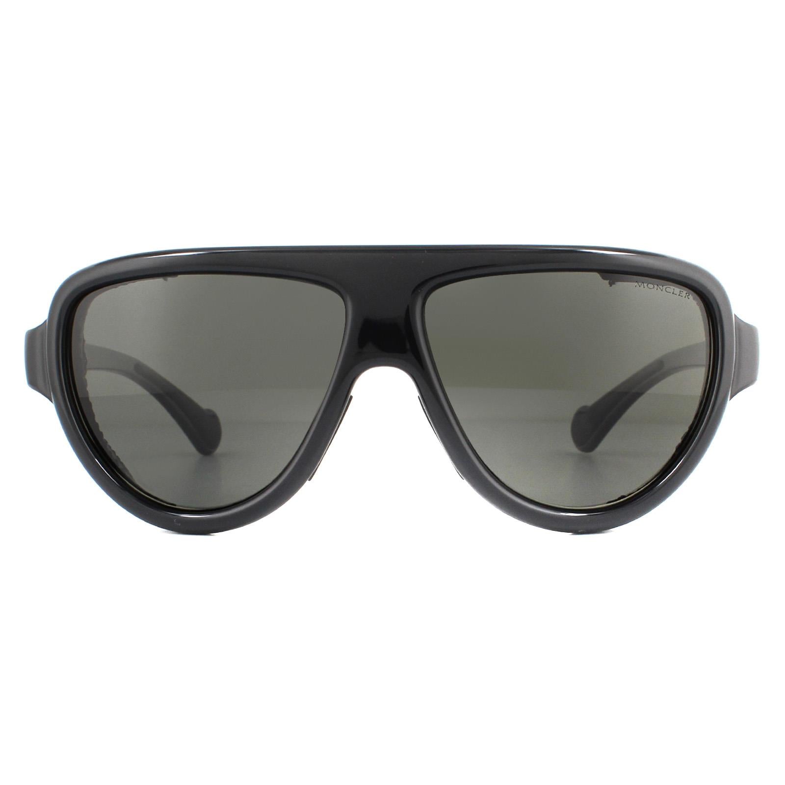 Moncler Sunglasses ML0089 01D Shiny Black Smoke Polarized