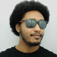 Prada Sport Sunglasses PS02WS UFK07H Grey Rubber Dark Grey Silver Mirror Polarized