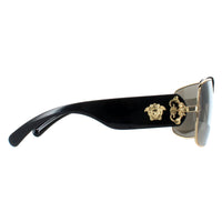 Versace Sunglasses VE2207Q 1002/5 Shiny Black with Gold Brown Grey with Gold Mirror