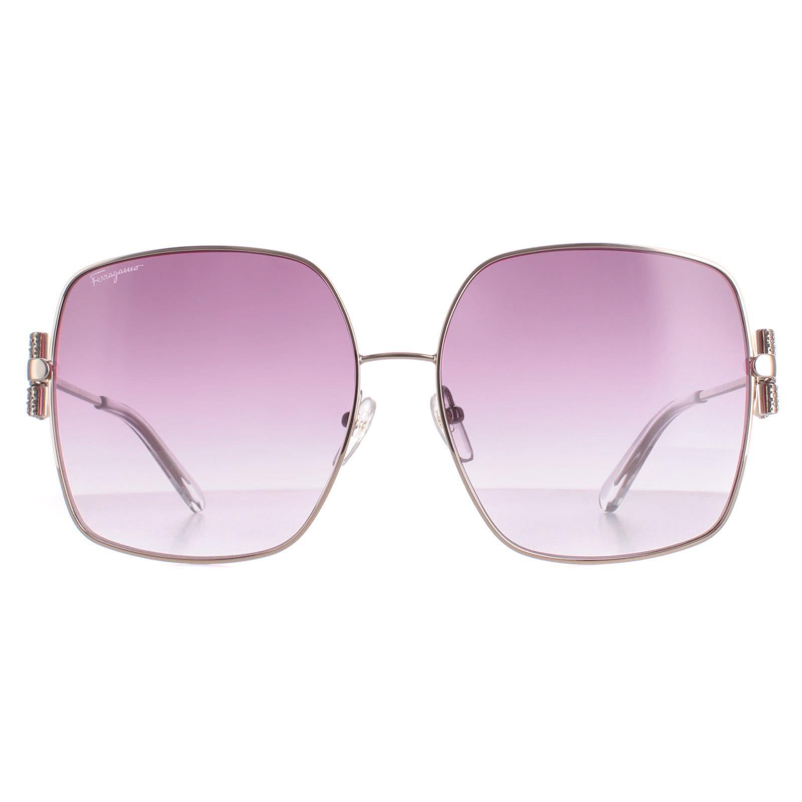 Salvatore Ferragamo Pink Square Oversized Sunglasses with Gold Temples Square frame sunglasses - Women | Ferragamo main image 4