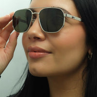 Alexander McQueen Sunglasses AM0458S 003 Silver Green