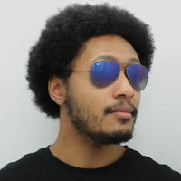 Ray-Ban Sunglasses Aviator 3025 Gunmetal Polarized Blue Gradient Grey 004/78 58mm