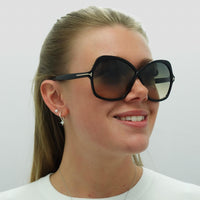 Tom Ford Sunglasses Rosemin FT1013 01B Shiny Black Smoke Gradient