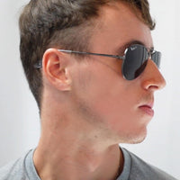 Ray-Ban Sunglasses Aviator Metal II RB3689 9148BF Black Clear Blue Light Filter 55mm