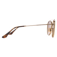 Ray-Ban Sunglasses Round Double Bridge 3647N 001/57 Gold Brown B-15 Polarized