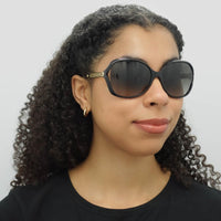 Gucci Sunglasses 0076S 002 Black Gold Grey Gradient