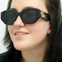 Gucci Sunglasses GG1421S 001 Shiny Black Grey