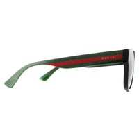 Gucci Sunglasses GG0341S 002 Black with Green and Red Stripe Grey Polarized