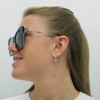 Alexander McQueen Sunglasses AM0375S 001 Black Silver Grey Gradient