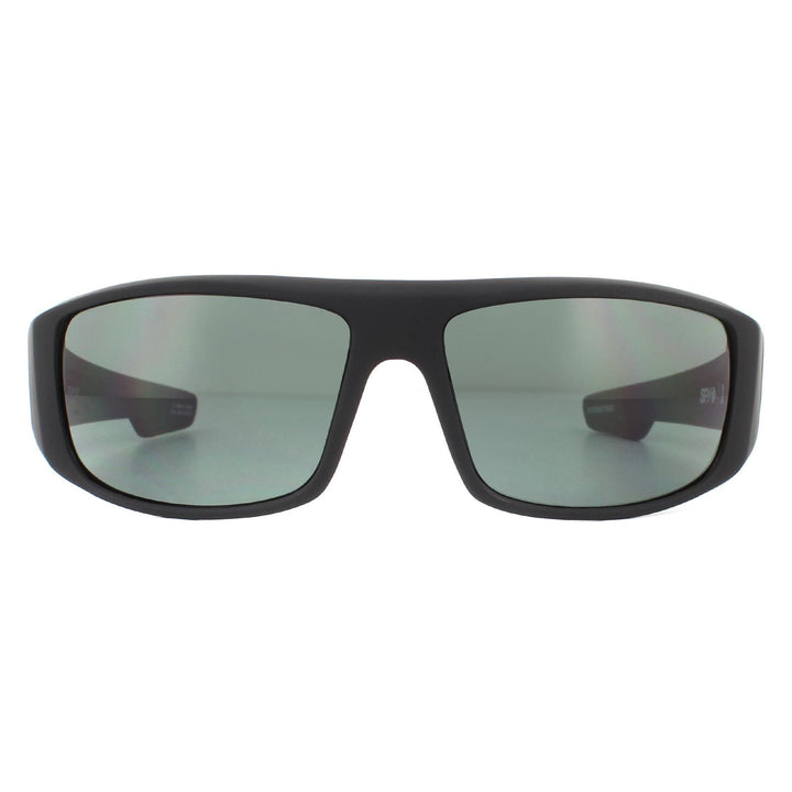 Spy Logan Sunglasses Soft Matte Black HD Plus Grey Green